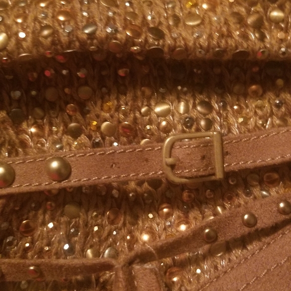 Brown Suede Rhinestones studded Ankle Boots With tassel - Picture 4 of 6